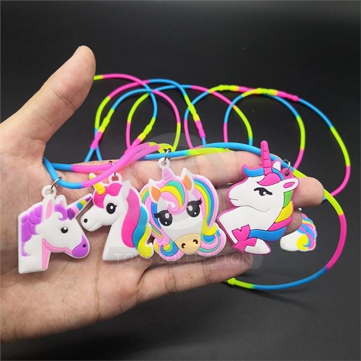 PVC Unicorn Cute Colorful Necklace Girls Toy