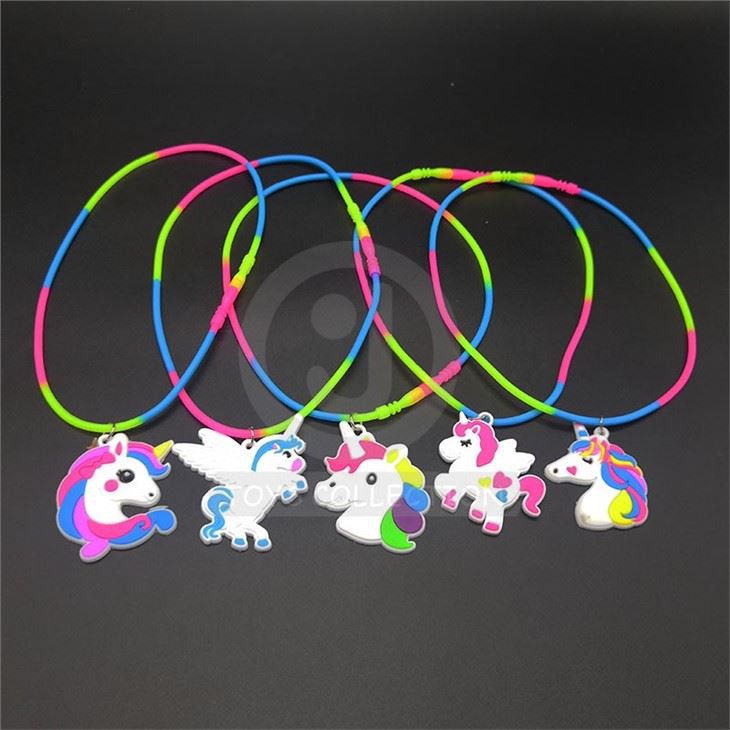 PVC Unicorn Cute Colorful Necklace Girls Toy