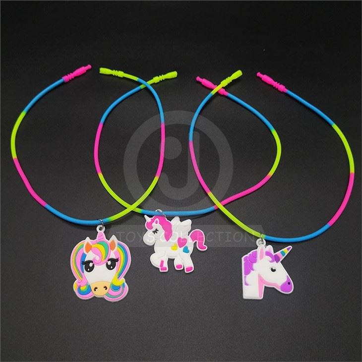 PVC Unicorn Cute Colorful Necklace Girls Toy