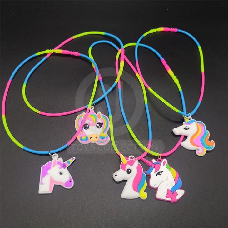PVC Unicorn Cute Colorful Necklace Girls Toy